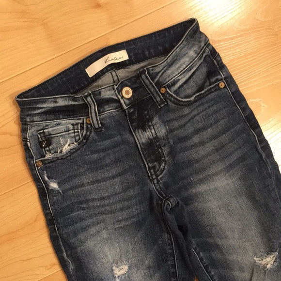 KanCan Skinny Jeans - Medium/Dark Blue with Distressing - Picture 3 of 5